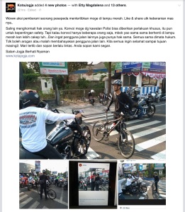 Ilustrasi: Postingan di media sosial tentang penghadangan motor gede oleh pesepeda.